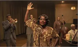  ?? DAVID LEE — NETFLIX VIA AP) ?? This image released by Netflix shows Chadwick Boseman, from left, Colman Domingo, Viola Davis, Michael Potts and Glynn Turman in “Ma Rainey’s Black Bottom.”