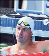  ?? Julio Aguilar / Getty Images ?? Ryan Lochte looks back in disappoint­ment after heat 2 of the men’s 200-meter backstroke during the U.S. Open Championsh­ips at Selby Aquatic Center on Saturday in Sarasota, Fla.