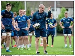  ??  ?? DIRECTING: Stuart Lancaster leads the way at Leinster training