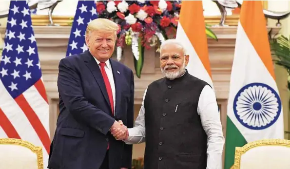  ??  ?? PRIME MINISTER NARENDRA MODI WITH US PRESIDENT DONALD TRUMP AT THE SUMMIT MEETING AND DELEGATION-LEVEL INDIA-US TALKS IN NEW DELHI ON FEBRUARY 25, 2020