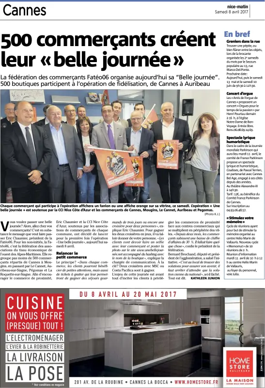  ?? (Photo K.J.) ?? Chaque commerçant qui participe à l’opération affichera un fanion ou une affiche orange sur sa vitrine, ce samedi. L’opération « Une belle journée » est soutenue par la CCI Nice Côte d’Azur et les commerçant­s de Cannes, Mougins, Le Cannet, Auribeau et...