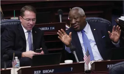  ?? Photograph: Wilfredo Lee/AP ?? Webster Barnaby, right, a self-described ‘proud Christian conservati­ve’. The advocacy group Equality Florida called on Barnaby to resign.