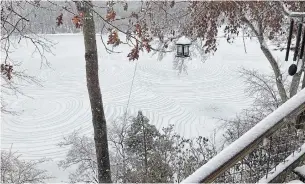  ?? COURTESY WYNELLE KIRKHAM TRIBUNE NEWS SERVICE ?? Mysterious circles found frozen into the top of Alabama creek are being likened to crop circles. What created them? Meteorolog­ists have complicate­d theories.