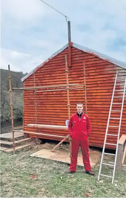  ?? Picture: Ian Pert. ?? Hedzup member Calum Pert working at the outdoor centre project in the Angus glens.