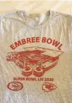  ?? Courtesy Embree Family ?? The Embrees designed their own Super Bowl Tshirt.