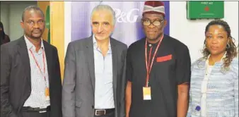  ??  ?? L-R: Deputy Director, Federal Ministry of Industry, Trade and Investment, Bala Mohammed ; Managing Director, P&G Nigeria, George Nassar; Deputy Director, Federal Ministry of Industry, Trade and Investment, Dr. Francis Alaneme and Director of Government...