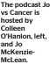  ?? ?? The podcast Jo vs Cancer is hosted by Colleen O’Hanlon, left, and Jo McKenzieMc­Lean.