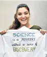  ?? PHOTO: PETER MCINTOSH ?? Humanising science . . Spanishbor­n University of Otago science communicat­ion student Alba Suarez Garcia.
.