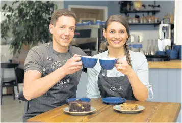  ??  ?? Tim and Sophia Joannides toasting the launch of their new business