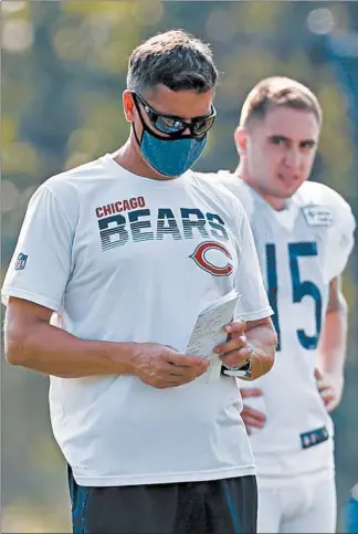  ?? JOSE M. OSORIO/CHICAGO TRIBUNE ?? Bears offensive coordinato­r Bill Lazor will take over play-calling duties against the Vikings on Monday.