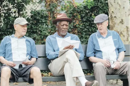  ??  ?? From left, Alan Arkin, Morgan Freeman and Michael Caine in a scene from Going in Style.