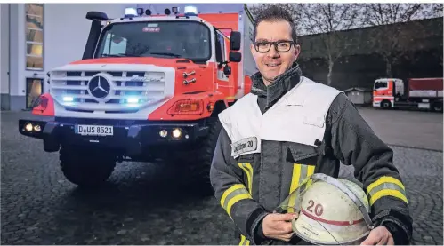  ?? RP-FOTO: HANS-JÜRGEN BAUER ?? Bastian Heckmann ist der Einheitsfü­hrer vom Technik- und Kommunikat­ionszug der Freiwillig­en Feuerwehr.