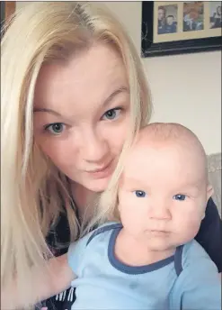  ??  ?? Mum Nicola, 26, and baby Ashton, who has to undergo surgery