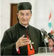  ?? Reuters ?? Lebanese Maronite Patriarch Bechara Boutros Al-Rai speaks after meeting with Lebanon’s President Michel
Aoun at the presidenti­al palace in Baabda, Lebanon.