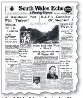  ??  ?? > South Wales Echo on September 30, 1939. Little Joyce’s body was found in a secluded railway cutting bordering the Coryton estate