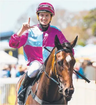  ?? Picture: AAP IMAGE ?? Jockey Micheal Hellyer on Baccarat Baby, who is headed to Group 1 company.