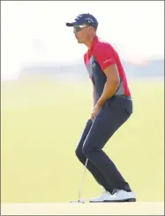  ?? Warren Little / Getty Images ?? Henrik Stenson reacts to a putt on the 10th green during the third round of the U.S. Open on Saturday.