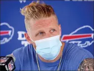  ?? JEFFREY T. BARNES — THE ASSOCIATED PRESS FILE ?? Buffalo Bills receiver Cole Beasley addresses the media following practice at NFL football training camp in Orchard Park, N.Y. The NFL can’t mandate the vaccine but it made its stance clear through strict protocols for players who don’t get it.