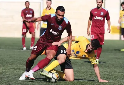  ??  ?? evening.Gzira had to play this match without top striker Amadou Samb who was ruled out through suspension.In the first half, play was rather boring and restricted to midfield for long stretches.Gzira dominated from start to finish but Qormi kept them at bay as the Yellow Blacks were well organised at the back.On the other hand, Qormi rarely, if ever, managed to enter the Gzira penalty area and goalie Justin Haber had one of his easiest afternoons having practicall­y nothing to do.In the second half, Gzira main-