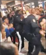  ??  ?? City Council members ripped “overpolici­ng” in cops’ response to brawling teens at Brooklyn subway station (above) and in a recent fare-beating bust.