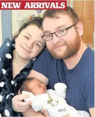  ??  ?? Happy family Ayr couple Rebecca and Barry Broughton with son Joseph William who was born at the maternity unit on December 13, weighing 7 lbs 11 oz