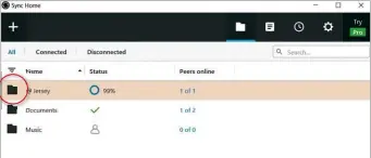  ??  ?? To open a folder from another computer click it within the Sync Home window