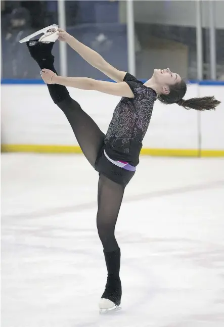  ?? GREG SOUTHAM/POSTMEDIA NETWORK ?? Two-time Canadian women’s figure skating champion Kaetlyn Osmond practises at West Edmonton Mall’s Ice Palace last week.