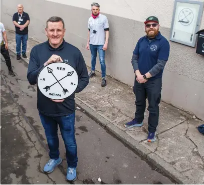  ?? Pictures: Colin Mearns ?? Staff and volunteers of Men Matter Scotland outside the hub in Drumchapel. From left: Fraser Devine, Deacon Richer, Jamie McKenzie, Stephen McGoldrick, Tom Elvin, Paul C Quinn and Gregor Ritchie