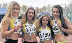  ??  ?? Teen stars Under 17 silver medal winners Katie Sharkey, Anna Cameron, Elizabeth Thompson and Emma Mailer