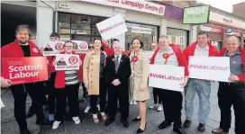  ??  ?? Out in force Show of support for Hugh Gaffney and the Labour Party campaign