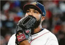  ?? Karen Warren / Staff photograph­er ?? Josh James’ sore shoulder and ensuing stint on the injured list could shift the Astros into a pressing need for a reliever.