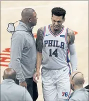  ?? JOHN BAZEMORE – THE ASSOCIATED PRESS) ?? Danny Green of the 76ers left Friday night’s playoff game with a right calf strain and will miss at least two weeks.