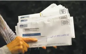  ?? Jim Wilson / New York Times ?? Mail sent to an address being used to defraud the California Employment Developmen­t Department this year. Claims filed under the names of Death Row and other inmates have allegedly cost the state hundreds of millions.