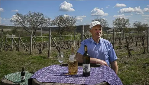  ?? ?? 71-year-old winemaker Nicolae Tronciu poses in his vineyard in the Moldovan village of Pereni on 30 April 2022