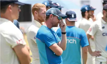  ?? Gareth Copley/Getty Images ?? Paul Collingwoo­d (centre) said the West Indies tour was stressful but he is still interested in being England’s head coach. Photograph: