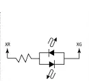  ??  ?? ❺ Track polarity signal.
A track polarity indicator for the BXPA1. You could use separate LEDs to show track polarity instead of a single bipolar LED as shown. Just hook up two LEDs like above, with one LED’s leads reversed.