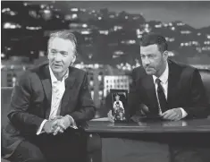  ?? RANDY HOLMES, ABC ?? HBO Real Time host Bill Maher, left, and ABC’s Jimmy Kimmel have conflictin­g feelings on finding the funny regarding Trump.
