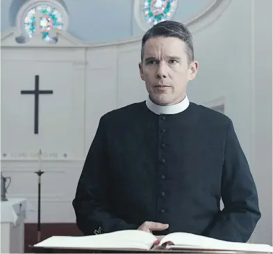  ?? HANDOUT-ABMO FILMS / THE CANADIAN PRESS ?? Actor Ethan Hawke plays a troubled pastor in First Reformed, an intense portrait of Christian disillusio­nment.