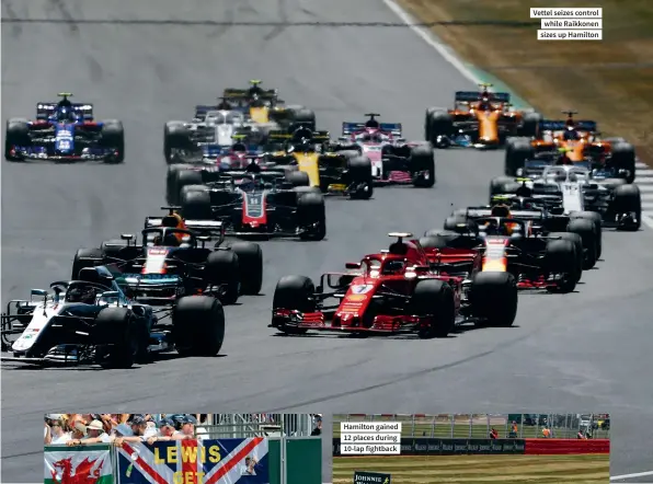  ??  ?? Vettel seizes control while Raikkonen sizes up Hamilton