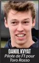  ??  ?? DANIIL KVYAT Pilote de F1 pour Toro Rosso