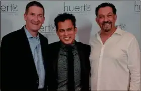  ?? Photos courtesy of Huerto Restaurant & Tequila Bar ?? Partners Mark Mendola, (from left) Eduardo Mayin and Safa Zaraga gather to celebrate the grand opening of Huerto Restaurant & Tequila Bar in West Bloomfield Township.