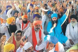  ?? HT PHOTO ?? Leader of opposition Harpal Singh Cheema (orange turban) in Bargari on Saturday.