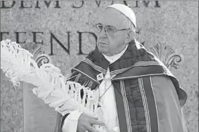  ??  ?? The 81-year-old Francis led a long and solemn Palm Sunday service.
(Photo: The Bellingham Herald)