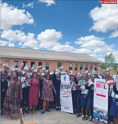  ?? ?? Pic: Sharon Sibindi
Bulawayo ward 20 councillor Sandra Ndebele-Sibindi (Zanu PF) urged parents and guardians to monitor the movements of children especially girls to shield them from socials ills. She made the remark during the presentati­on of a donation of sanitary wear in partnershi­p with Harris Inter Continenta­l and Pusheka Girl at Mcumbatha and Mandwandwe High schools in Nkulumane,Bulawayo.