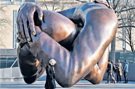  ?? ?? The bronze statue in Boston Common was inspired by an image of Martin Luther King and his wife embracing after he won the Nobel Peace Prize in 1964