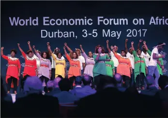  ?? PICTURE: MOTSHWARI MOFOKENG ?? The Durban Gospel Choir sing and entertain delegates at the closing ceremony of the World Economic Forum on Africa in Durban yesterday.