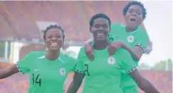  ?? ?? Falconets celebrate after scoring a goal