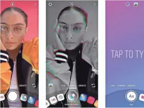  ?? INSTAGRAM ?? This new camera will make it simpler to use popular creative tools like effects and interactiv­e stickers on Instagram