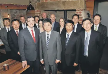  ??  ?? Deputy Leader of Sunderland City Council Coun Michael Mordey with a delegation from the Chinese city of Harbin.