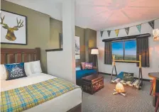  ?? Provided by Great Wolf Lodge ?? Summer Camp-in Suites at Great Wolf Lodge hotels feature fun tents and outdoor-themed accessorie­s.